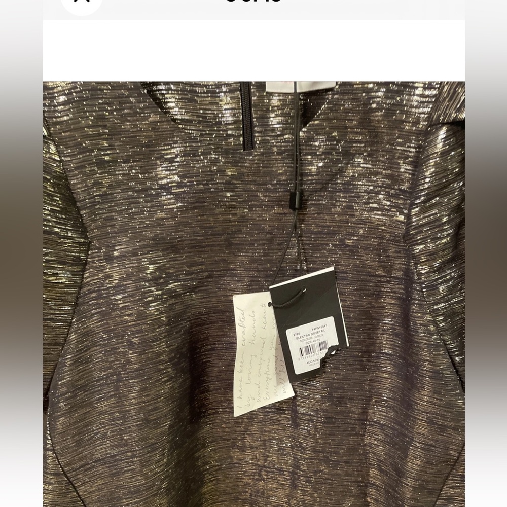 SASS & BIDE ELECTRO DOVETAIL GOLD METALLIC PUFF SLEEVE BLOUSE TOP Sz m - Picture 2 of 7